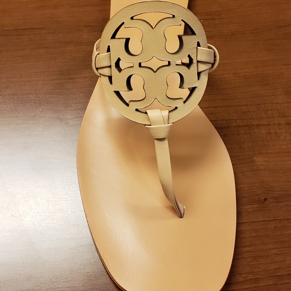 Tory Burch Miller Square-Toe Flat Slide in Natural - Picture 5 of 5